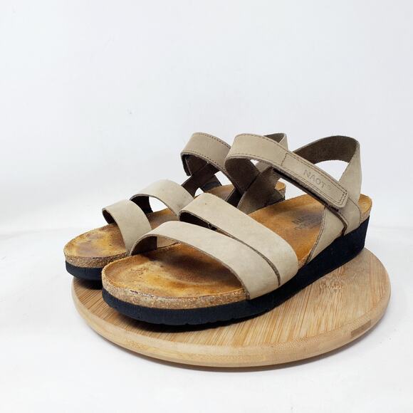Naot Sandals Womens 39 Kayla Brown Leather Strappy Low Wedge Comfort Shoes - Picture 6 of 14